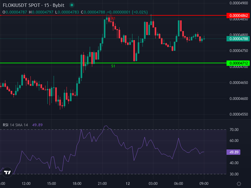 FLOKI price chart snapshot showing recent support/resistance and indicators