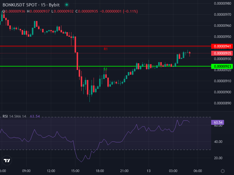 BONK/USDT advanced price chart