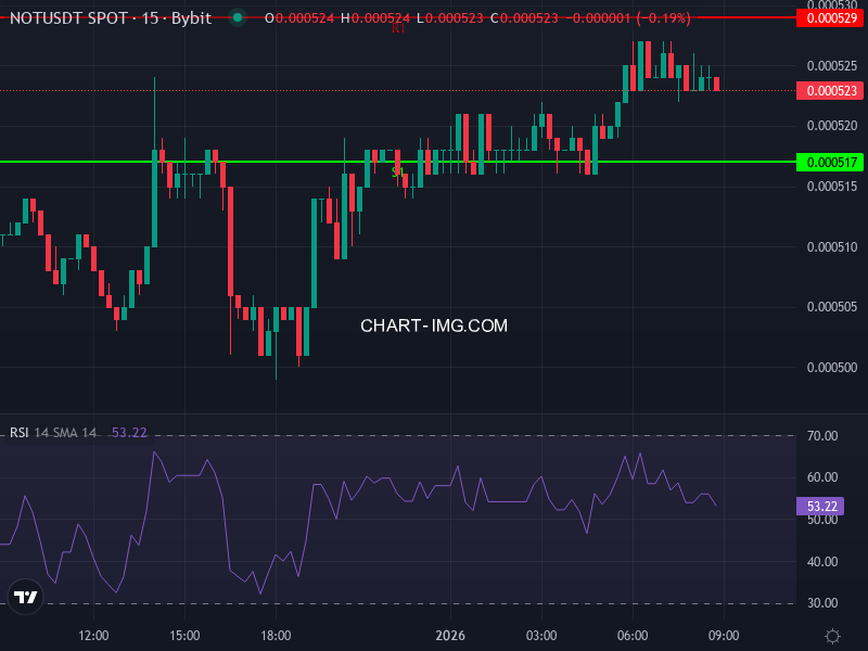 Notcoin price chart showing recent resistance and support levels