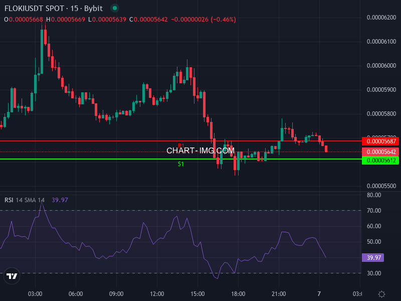 FLOKI/USDT price chart showing recent volatility and resistance levels